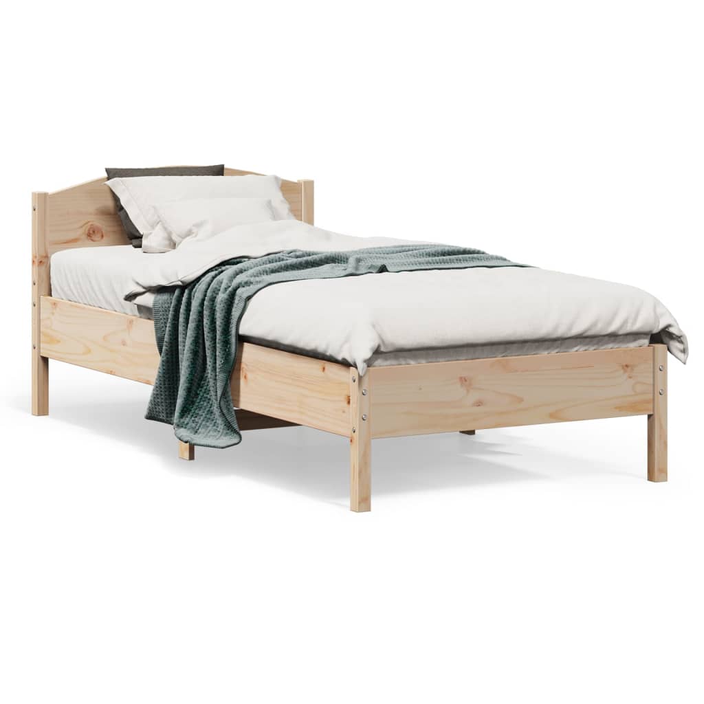 Vetonek Estructura de cama sin colchón madera maciza de pino 90x190 cm