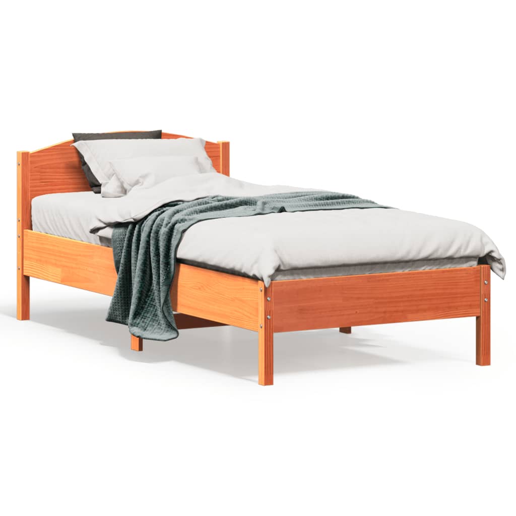 Vetonek Estructura de cama sin colchón madera maciza marrón 90x190 cm