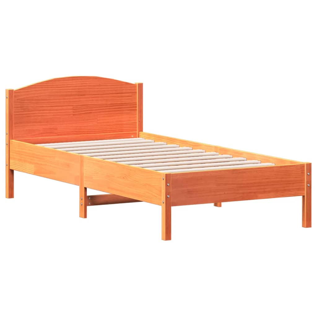 Vetonek Estructura de cama sin colchón madera maciza marrón 75x190 cm
