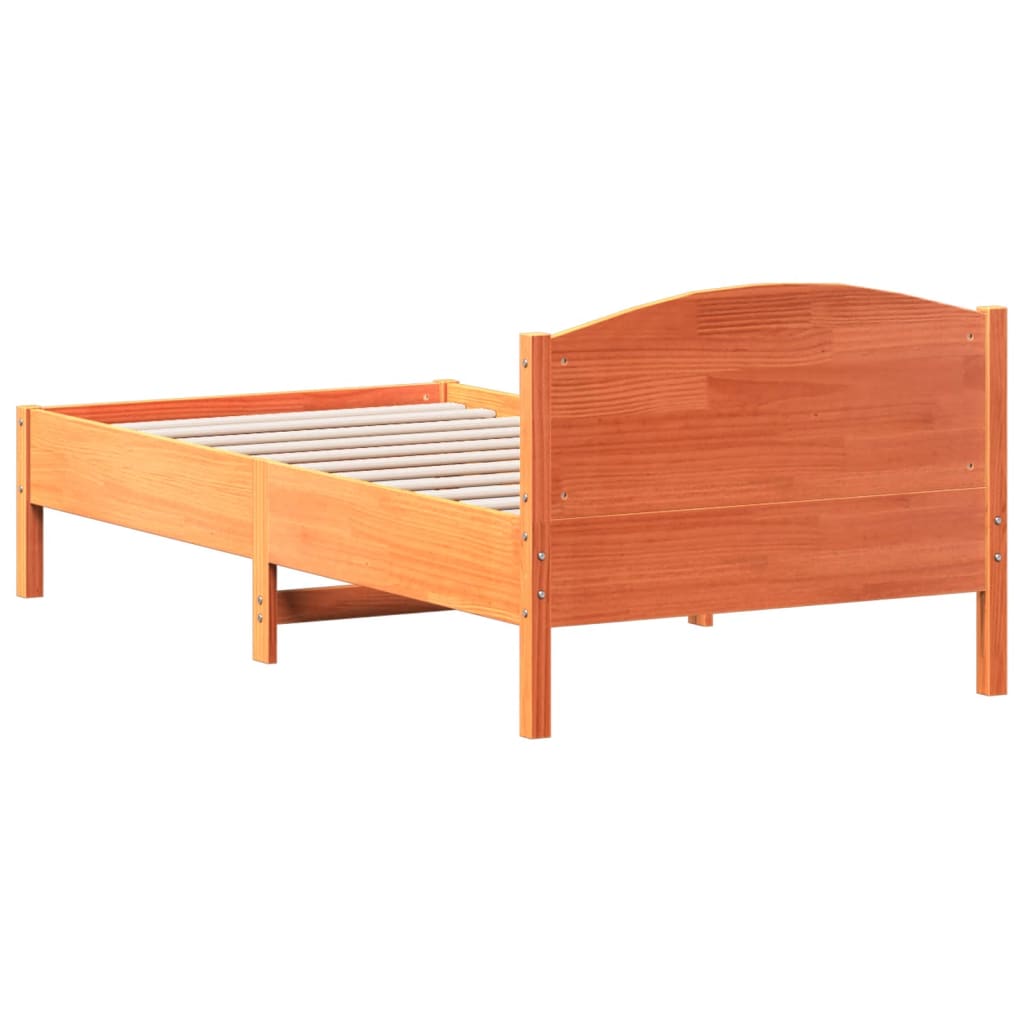 Estructura de cama sin colchón madera maciza marrón 75x190 cm v8119 - Vetonek
