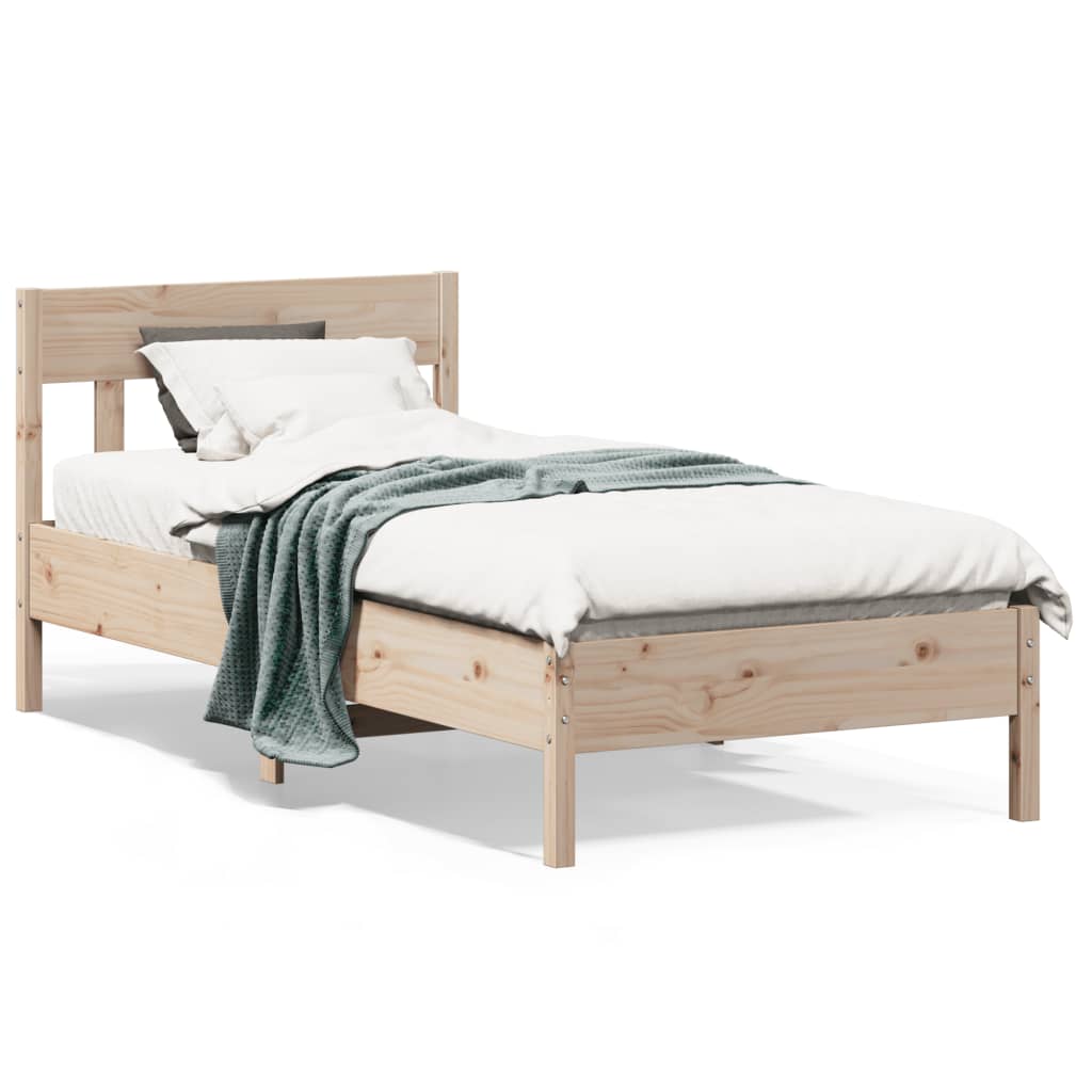 Vetonek Estructura de cama sin colchón madera maciza de pino 90x200 cm