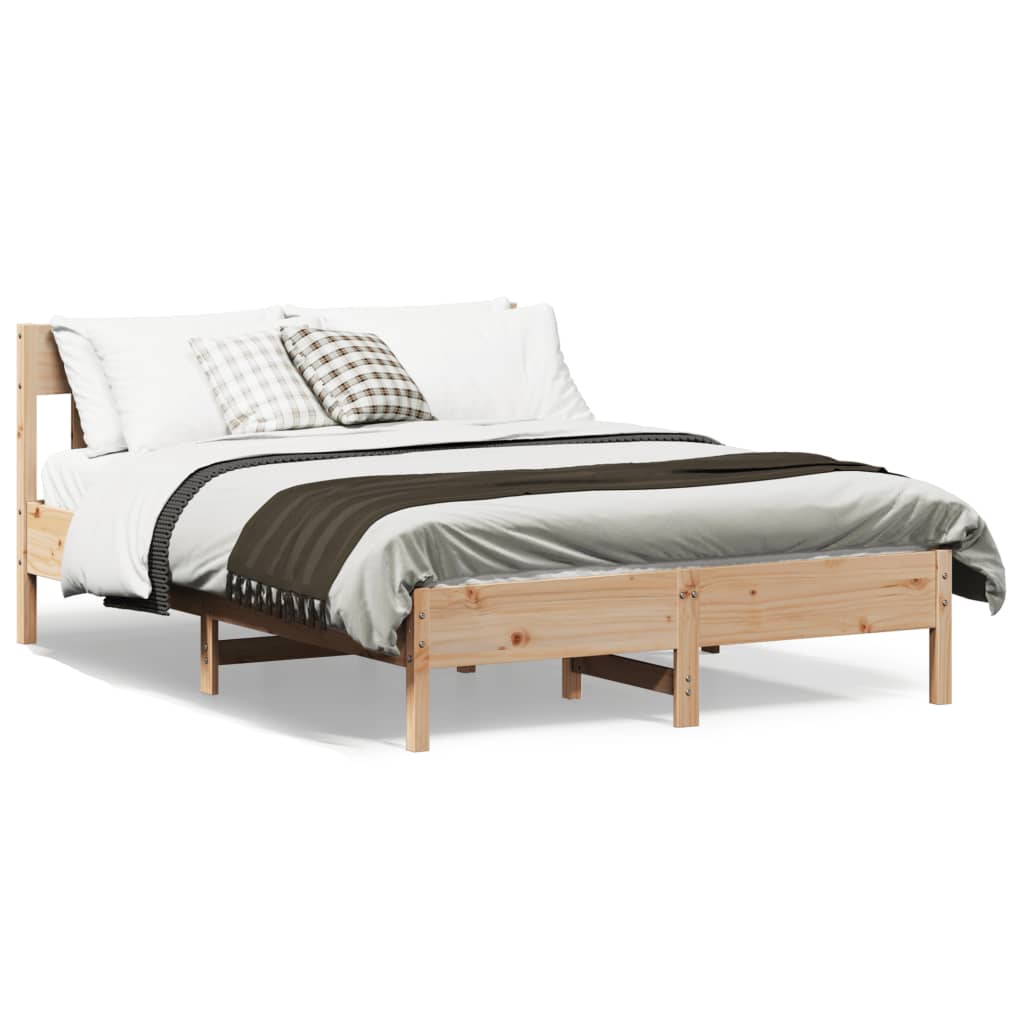 Vetonek Estructura de cama sin colchón madera maciza de pino 140x190 cm