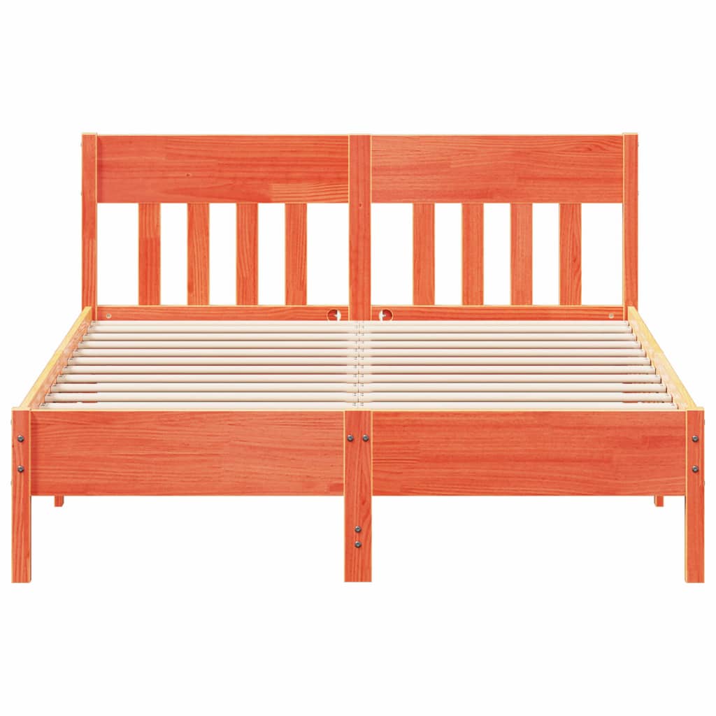 Cadre de lit sans matelas bois massif marron 135x190 cm v8416 - Vetonek