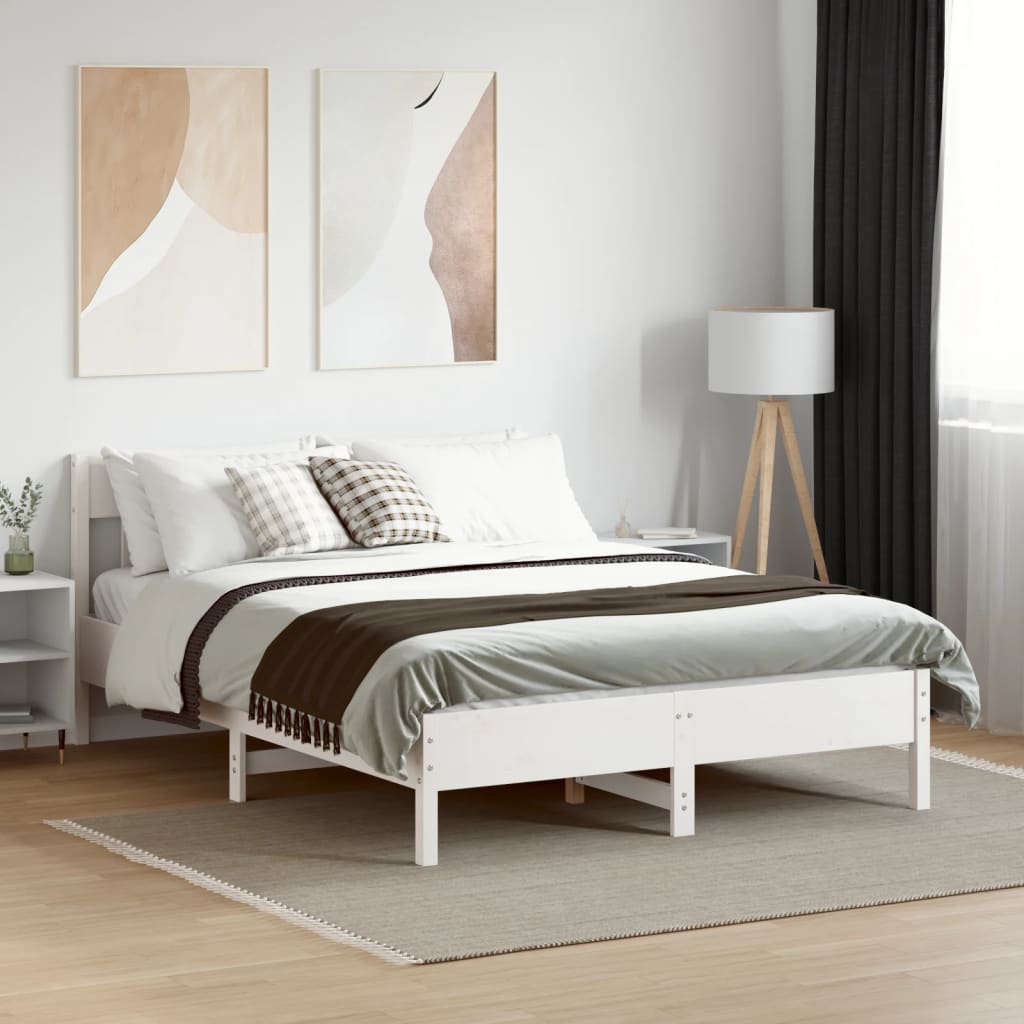 Estructura de cama sin colchón madera maciza blanca 120x190 cm