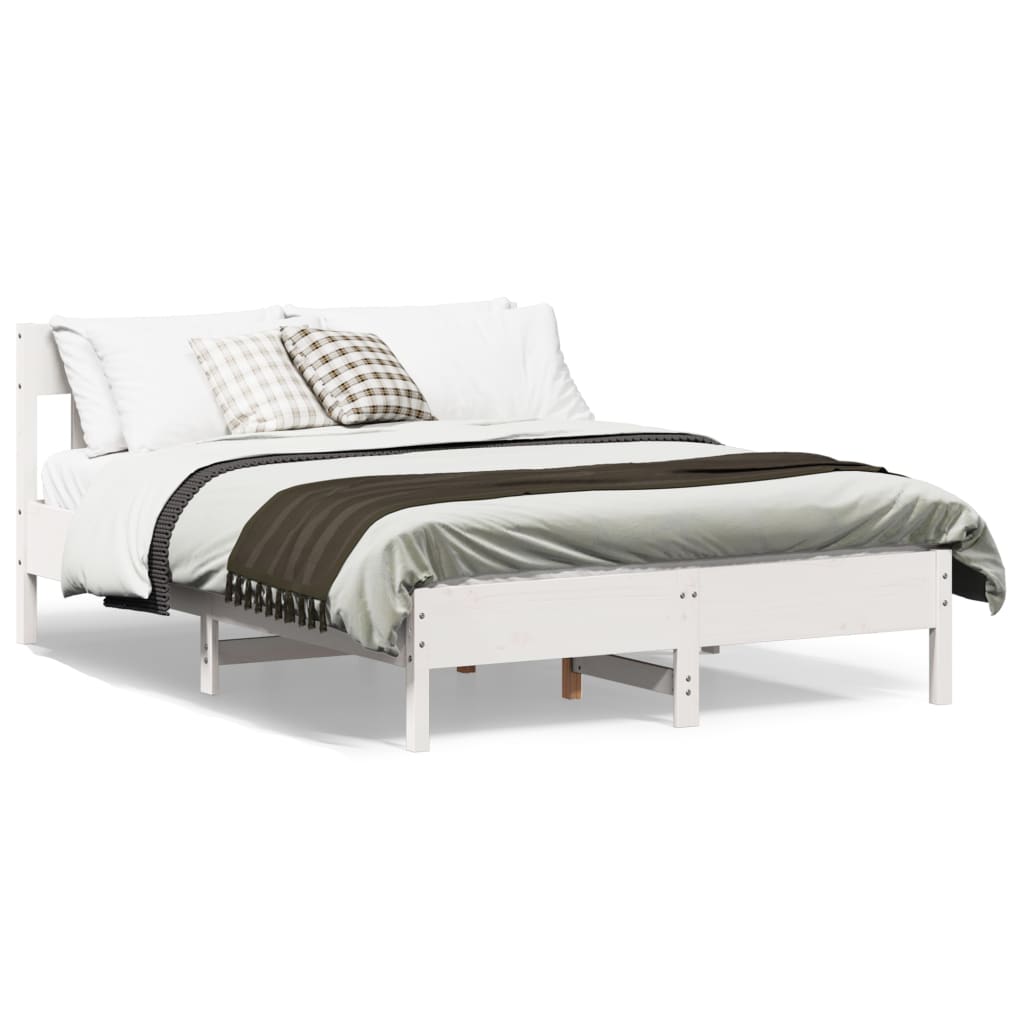 Vetonek Estructura de cama sin colchón madera maciza blanca 120x190 cm