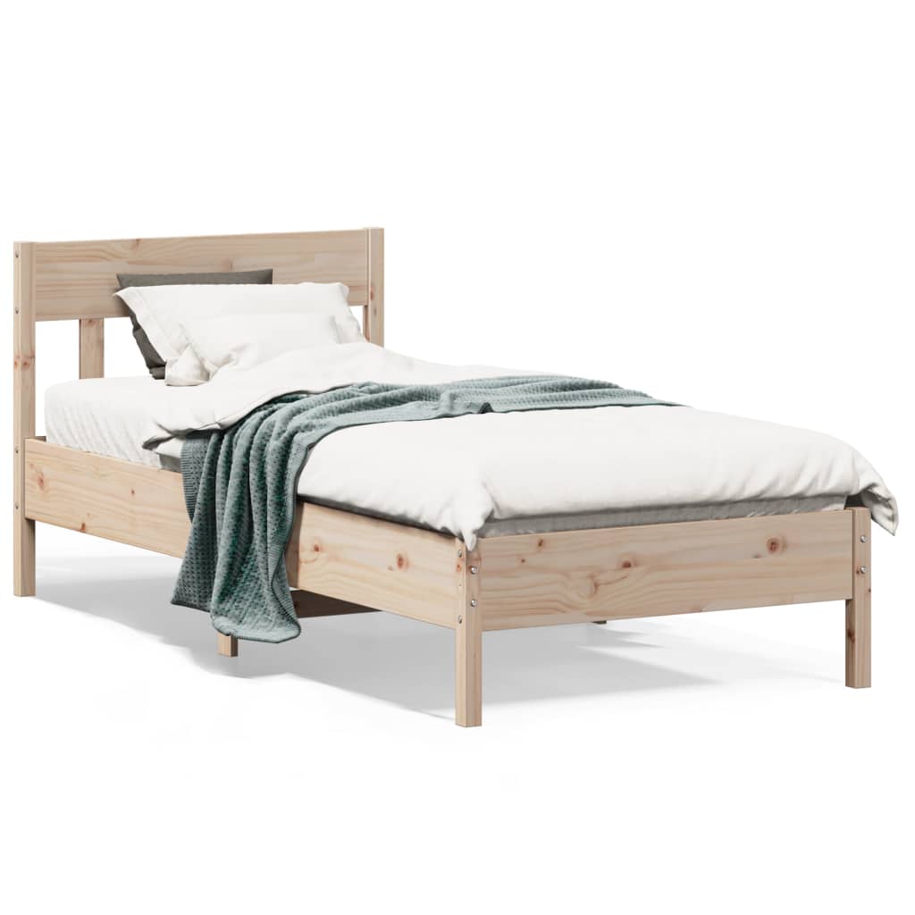 Vetonek Estructura de cama sin colchón madera maciza de pino 90x190 cm