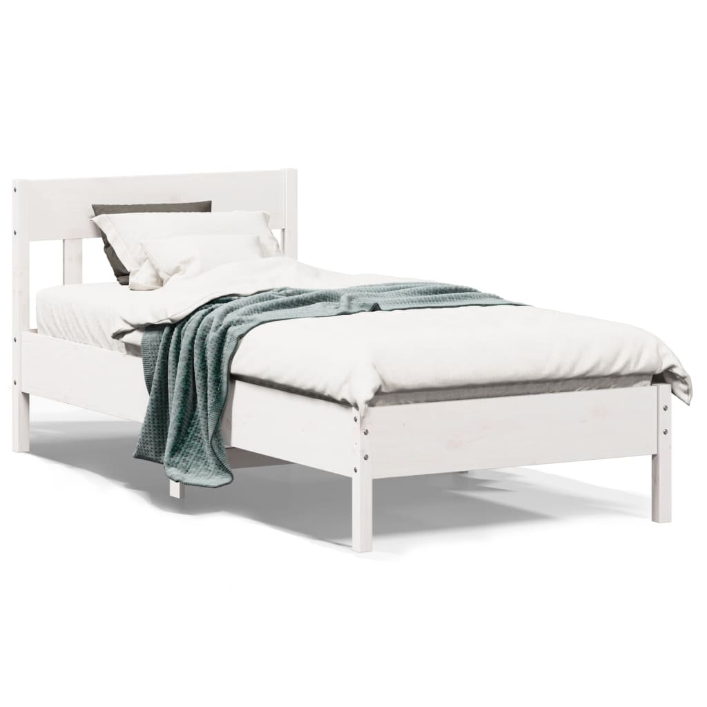 Vetonek Estructura de cama sin colchón madera maciza blanca 75x190 cm