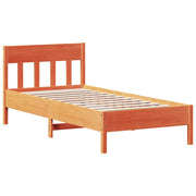Vetonek Estructura de cama sin colchón madera maciza marrón 75x190 cm