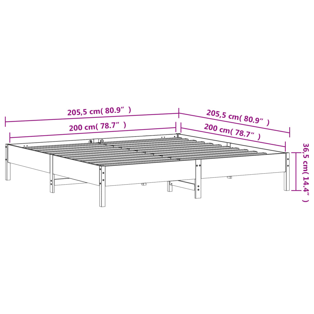 Estructura de cama sin colchón madera maciza blanca 200x200 cm