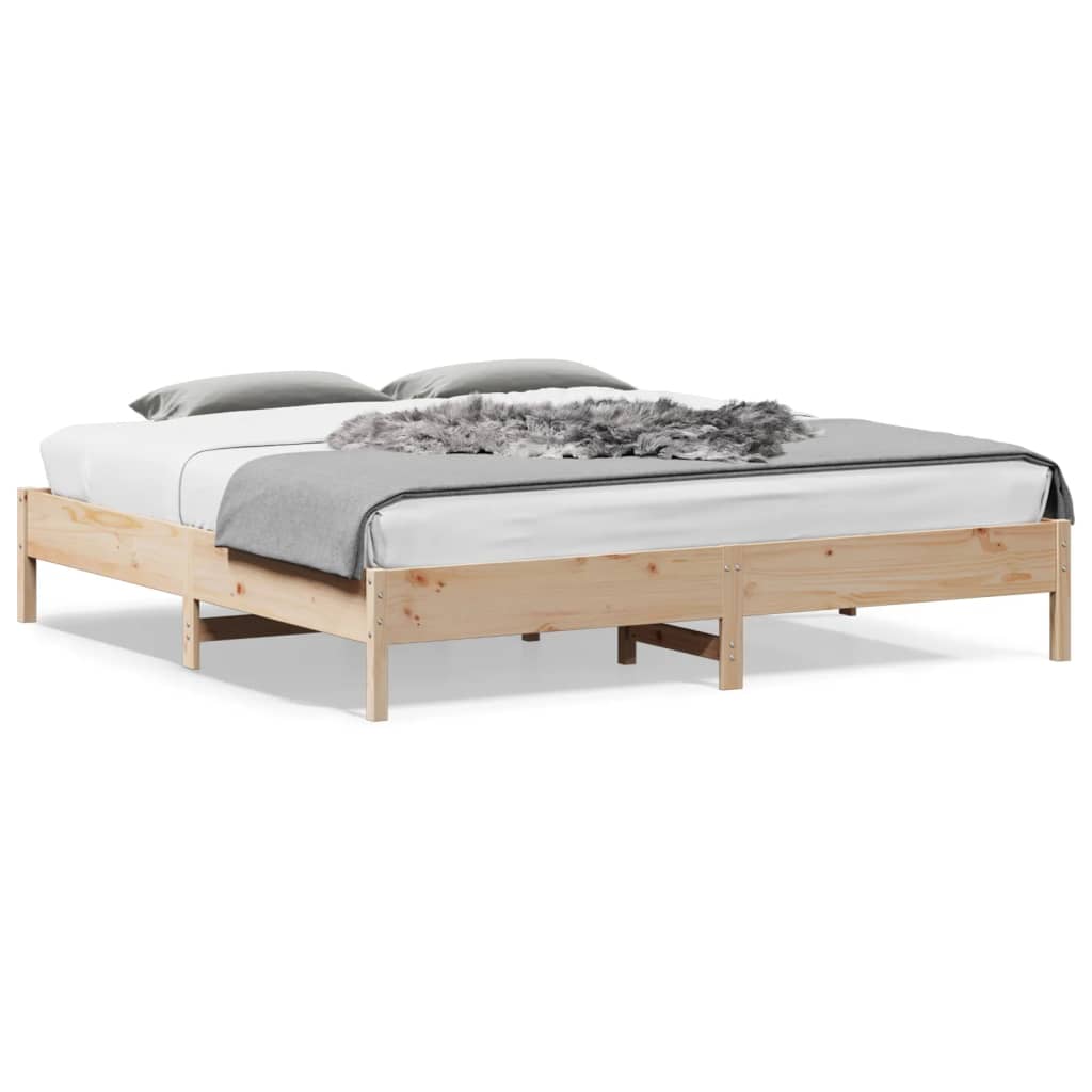 Vetonek Estructura de cama sin colchón madera maciza de pino 180x200 cm