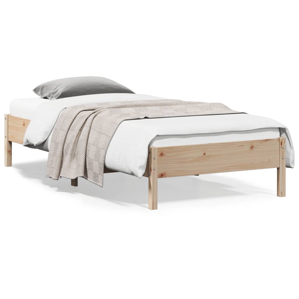 Vetonek Estructura de cama sin colchón madera maciza de pino 90x200 cm