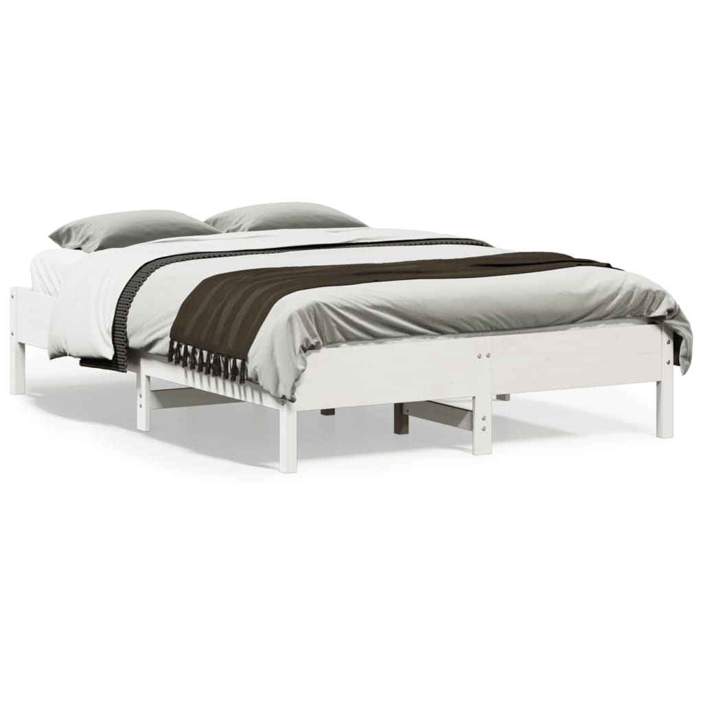 Vetonek Estructura de cama sin colchón madera de pino blanca 140x190 cm