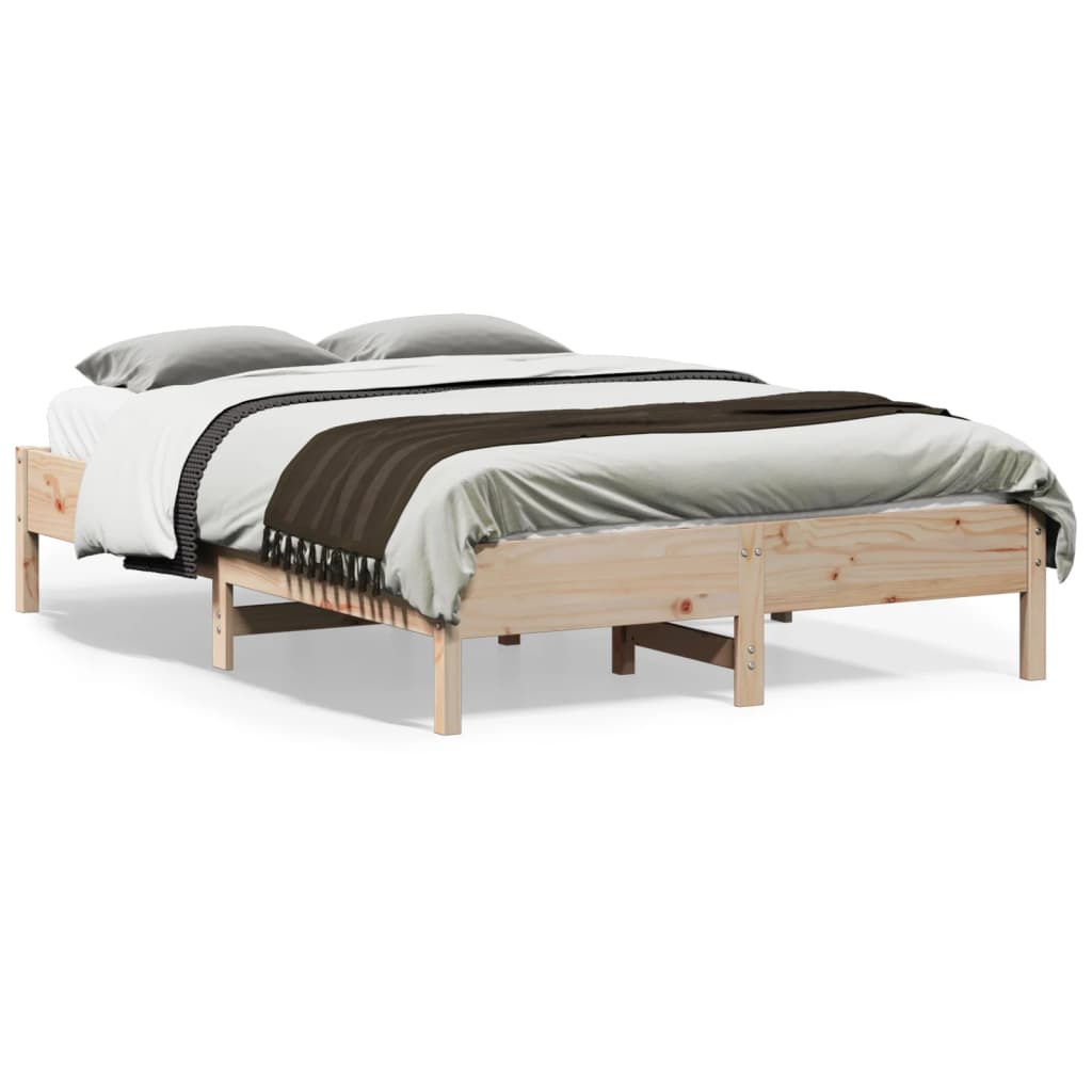 Vetonek Estructura de cama sin colchón madera maciza de pino 135x190 cm