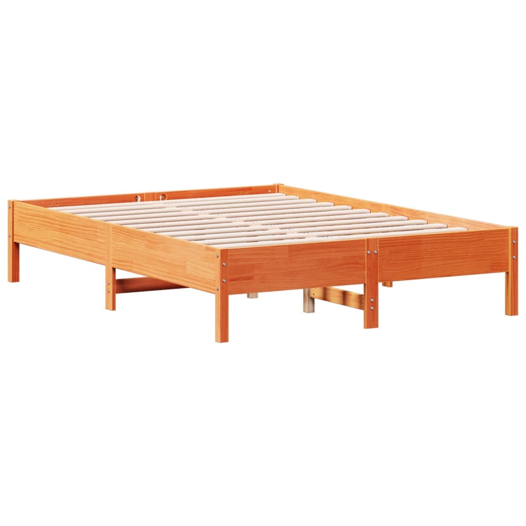 Estructura de cama sin colchón madera maciza marrón 135x190 cm v8805 - Vetonek