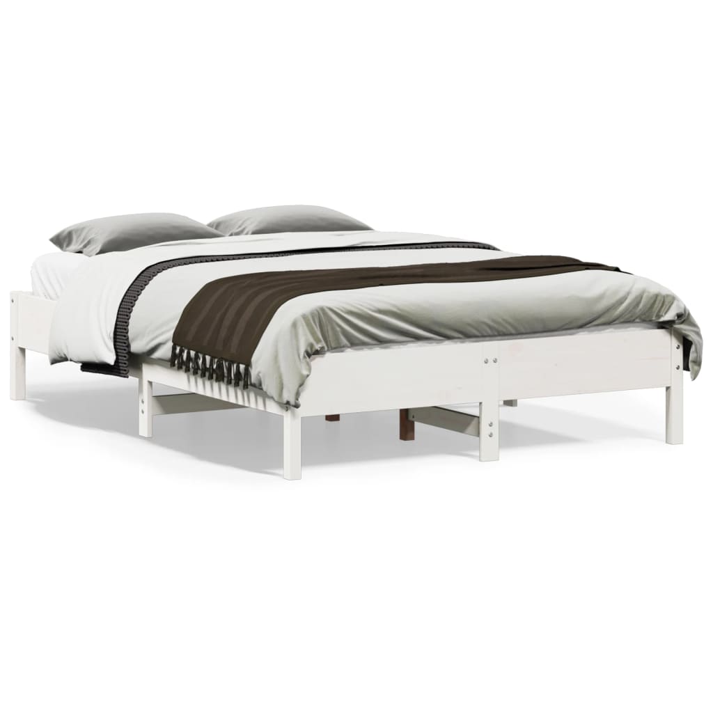 Vetonek Estructura de cama sin colchón madera maciza blanca 120x190 cm