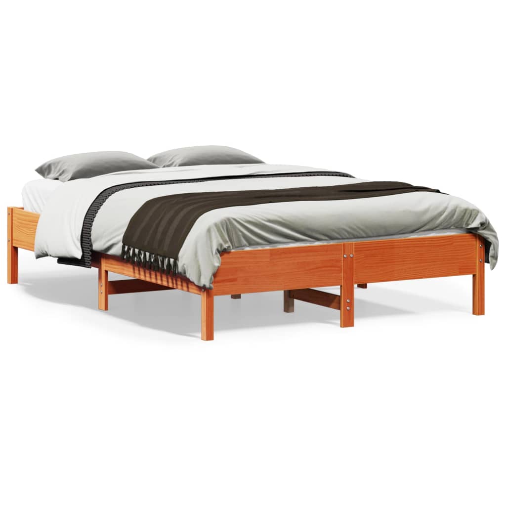 Vetonek Estructura de cama sin colchón madera maciza marrón 120x190 cm