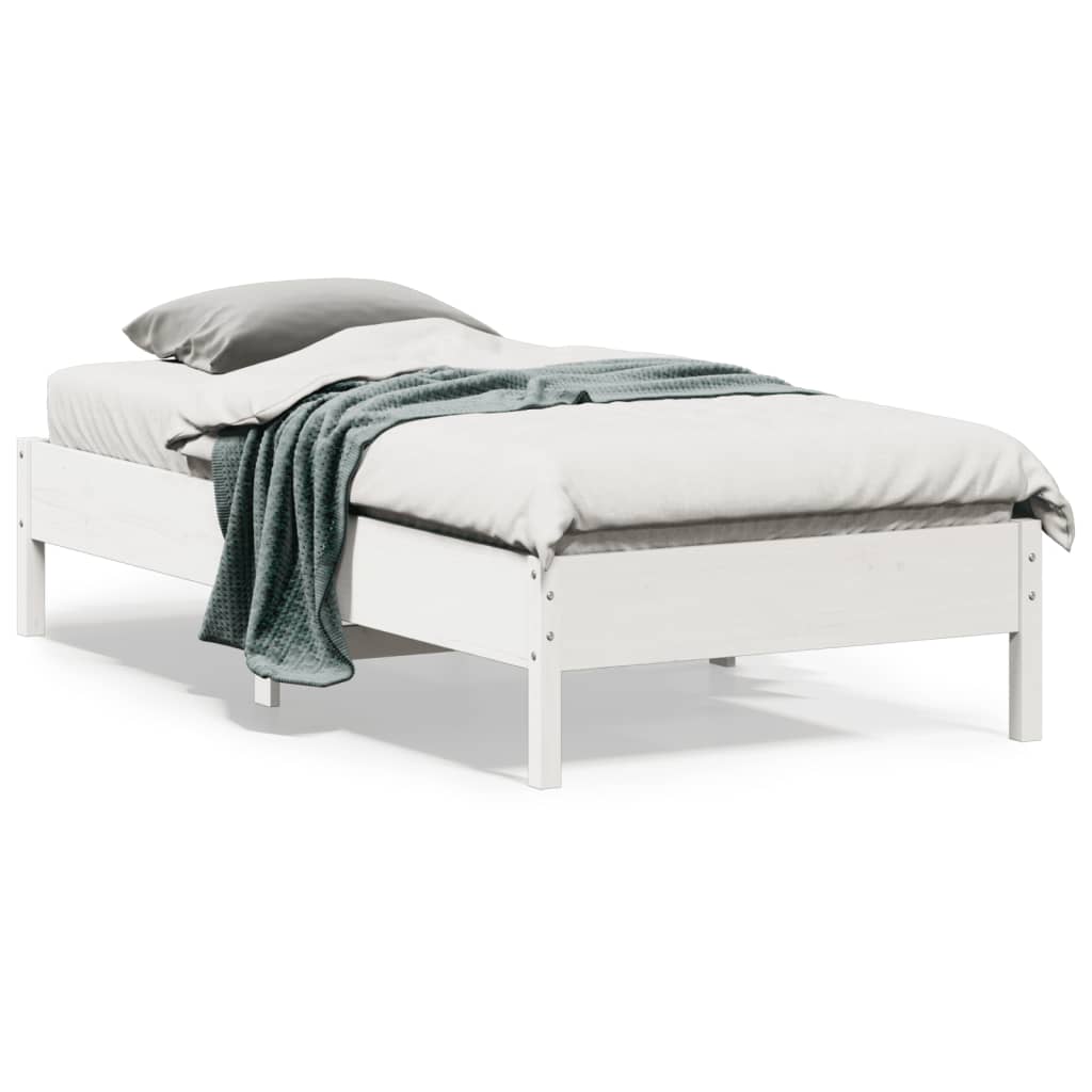 Vetonek Estructura de cama sin colchón madera maciza blanca 90x190 cm