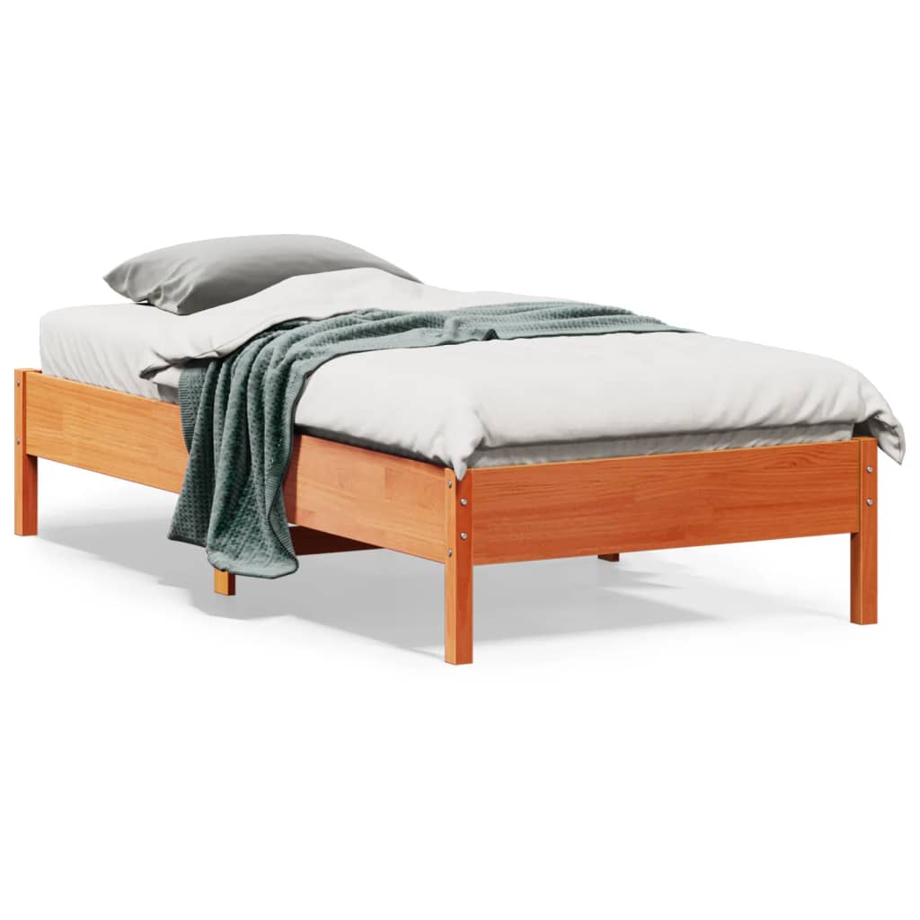 Vetonek Estructura de cama sin colchón madera maciza marrón 90x190 cm