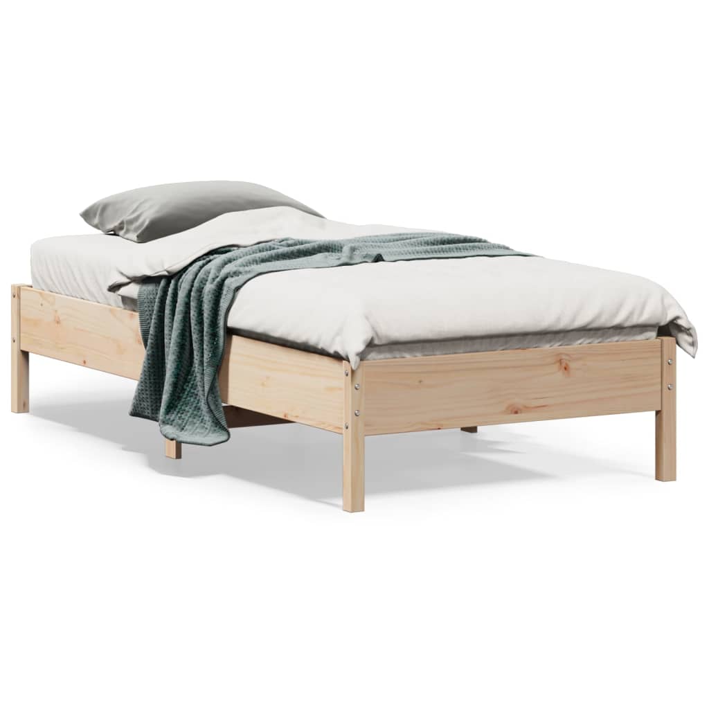 Estructura de cama sin colchón madera maciza pino 75x190 cm v8874 Vetonek
