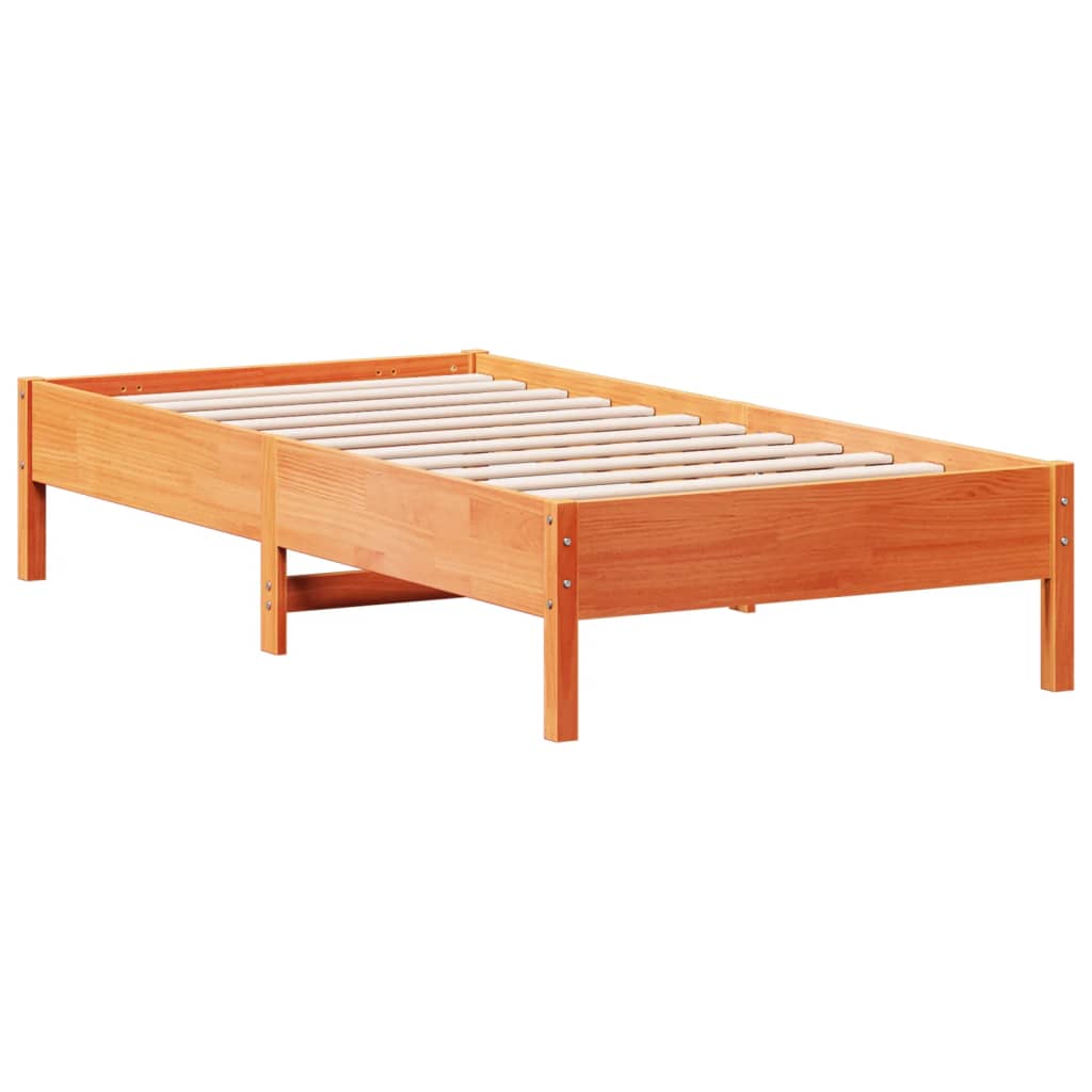Estructura de cama sin colchón madera maciza marrón 75x190 cm v8898 - Vetonek