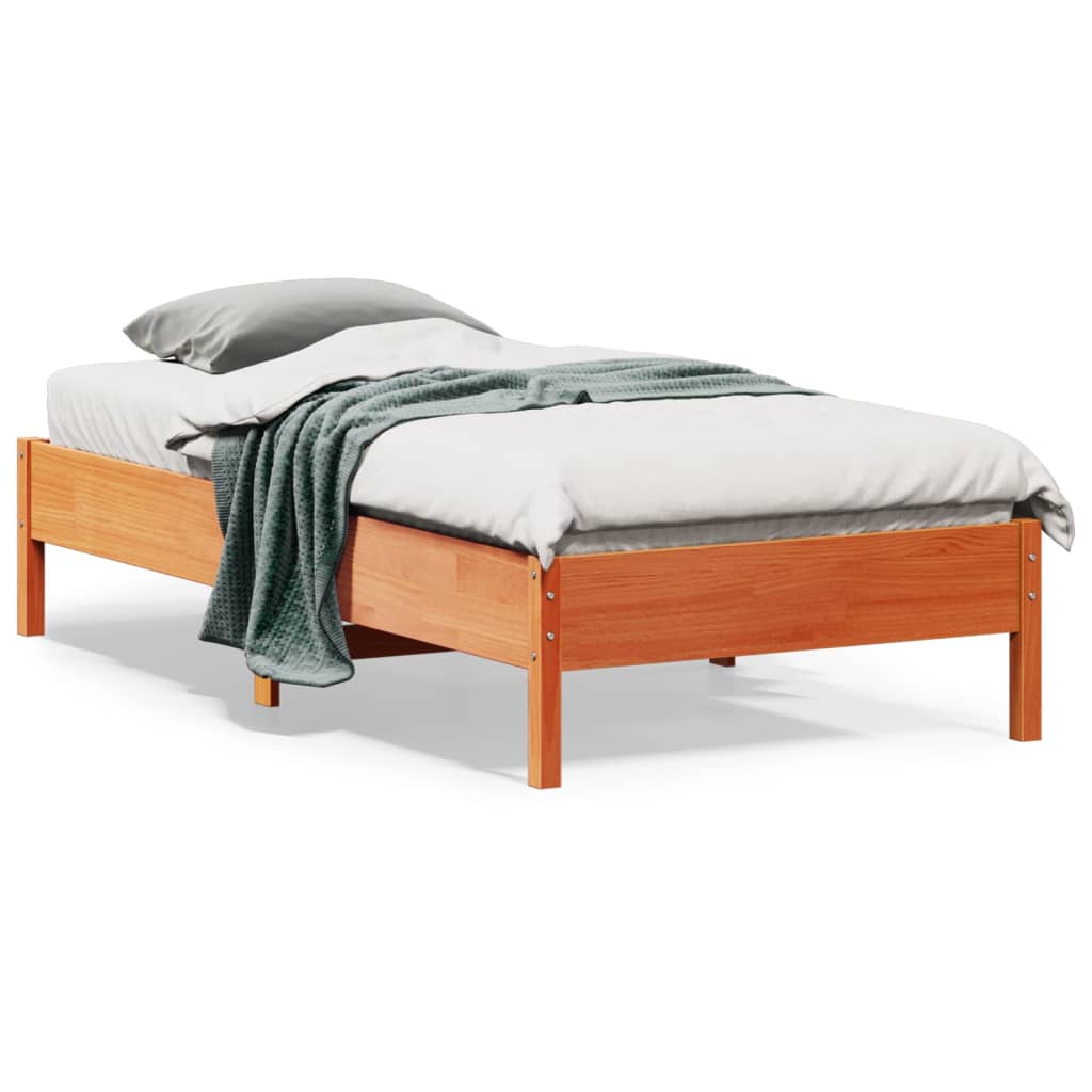 Vetonek Estructura de cama sin colchón madera maciza marrón 75x190 cm