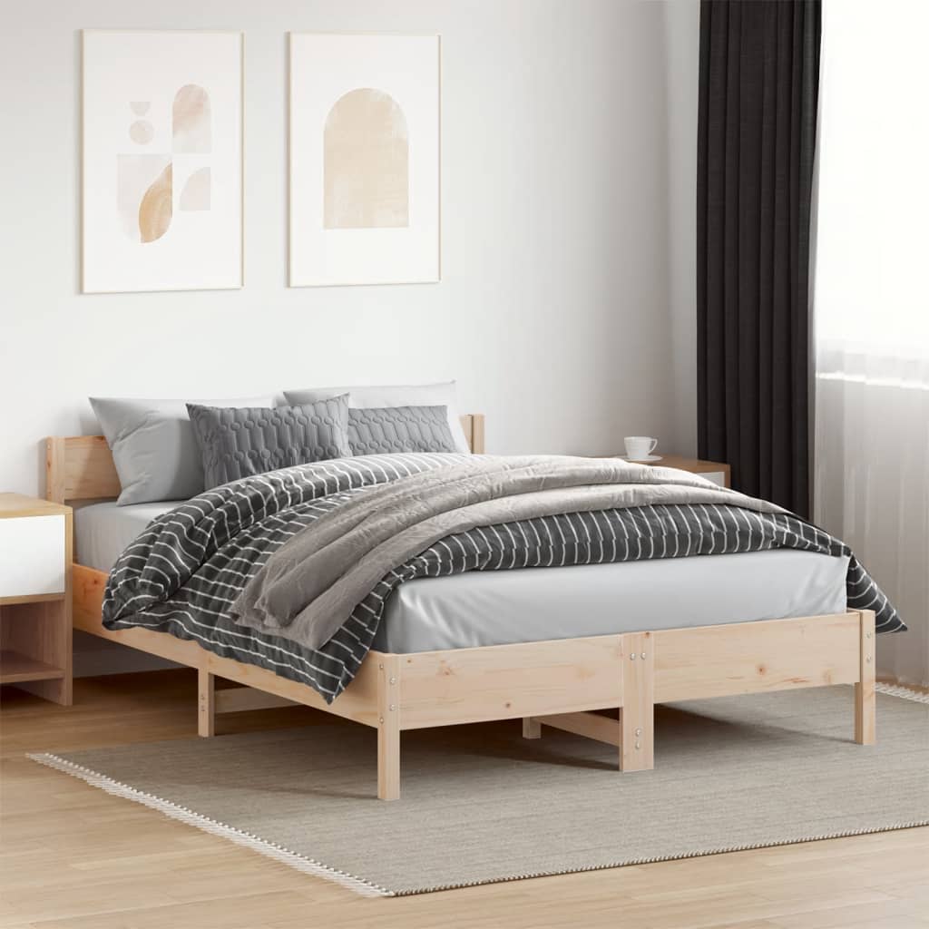 Vetonek Estructura de cama sin colchón madera de pino blanca 140x200 cm