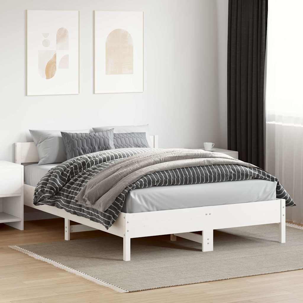 Vetonek Estructura de cama sin colchón madera de pino blanca 120x200 cm