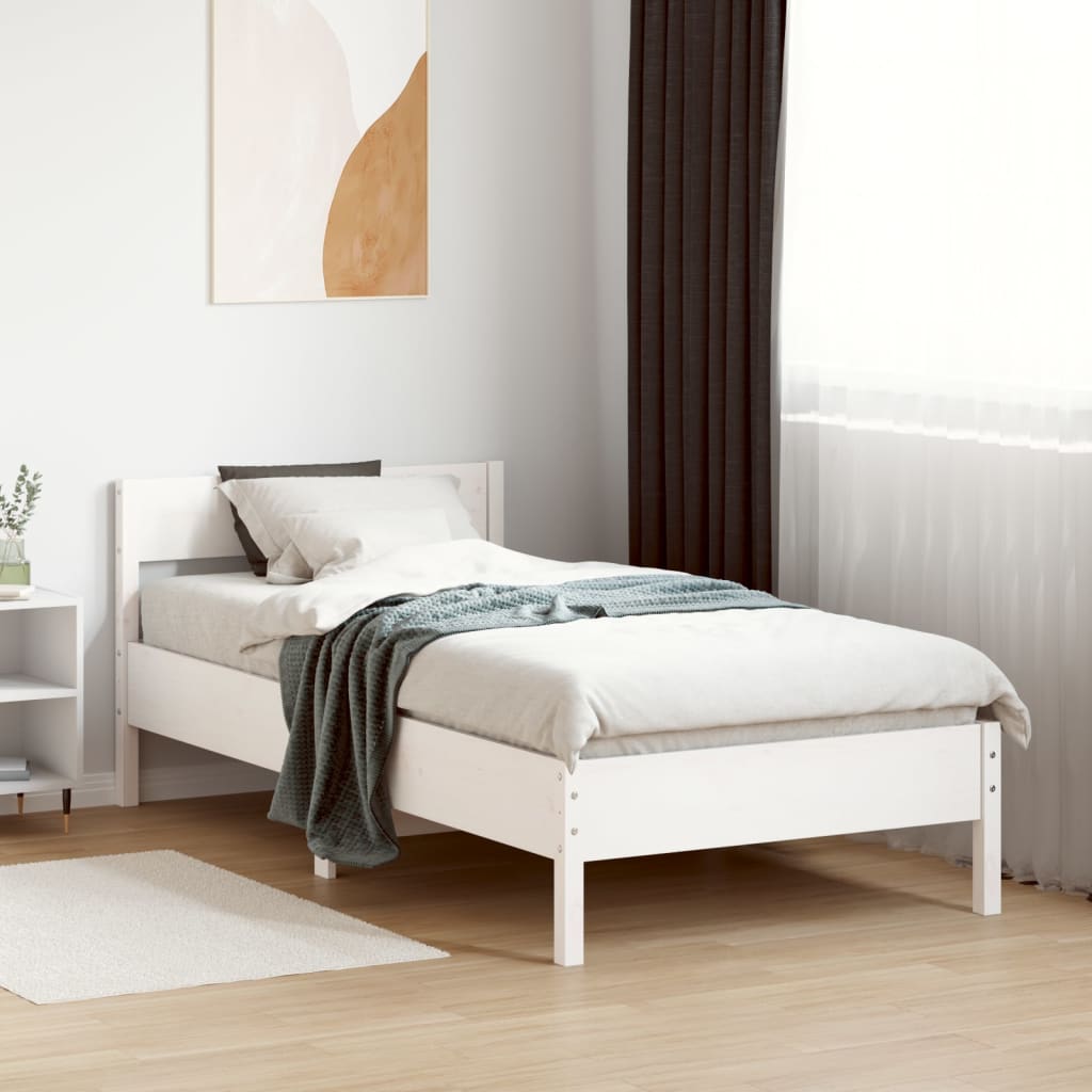 Vetonek Estructura cama sin colchón madera maciza pino blanca 100x200cm