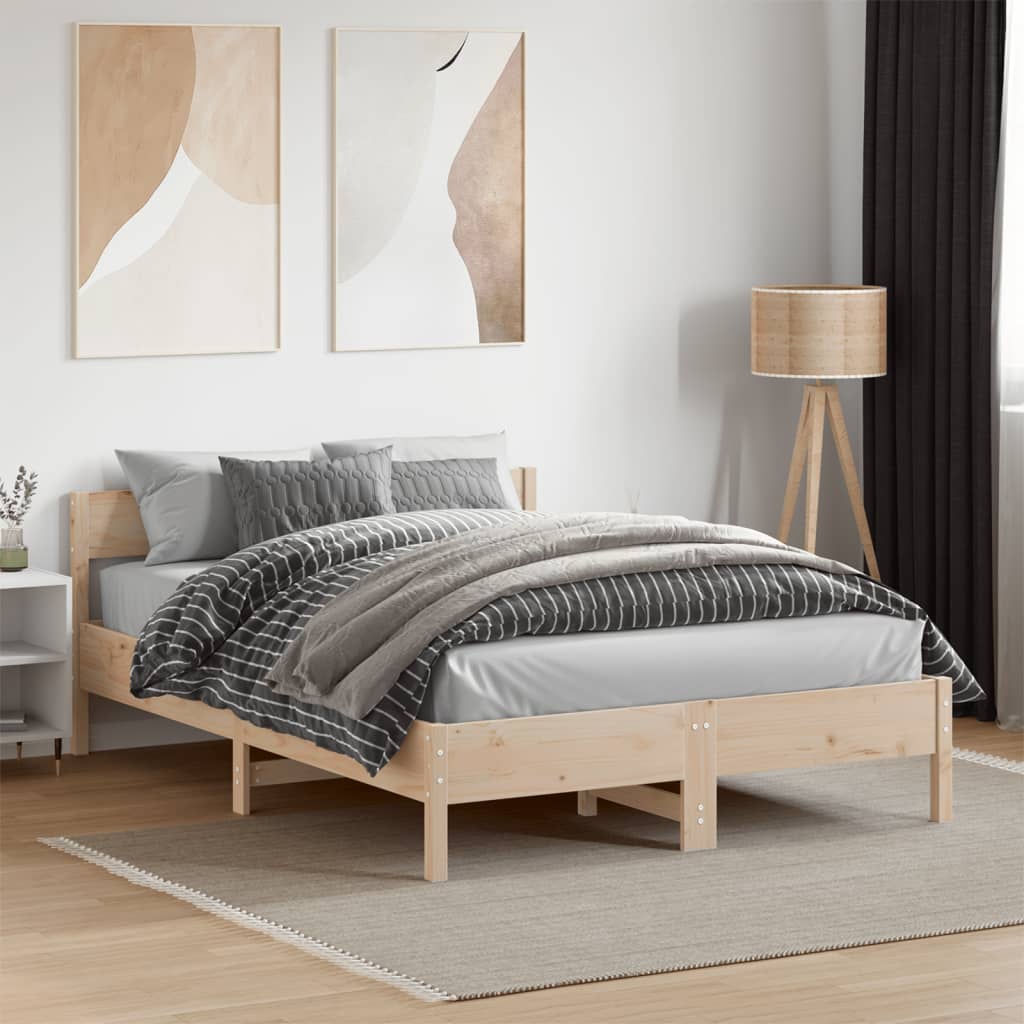 Vetonek Estructura de cama sin colchón madera maciza de pino 120x190 cm