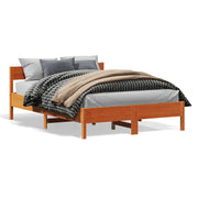 Vetonek Estructura de cama sin colchón madera maciza marrón 120x190 cm