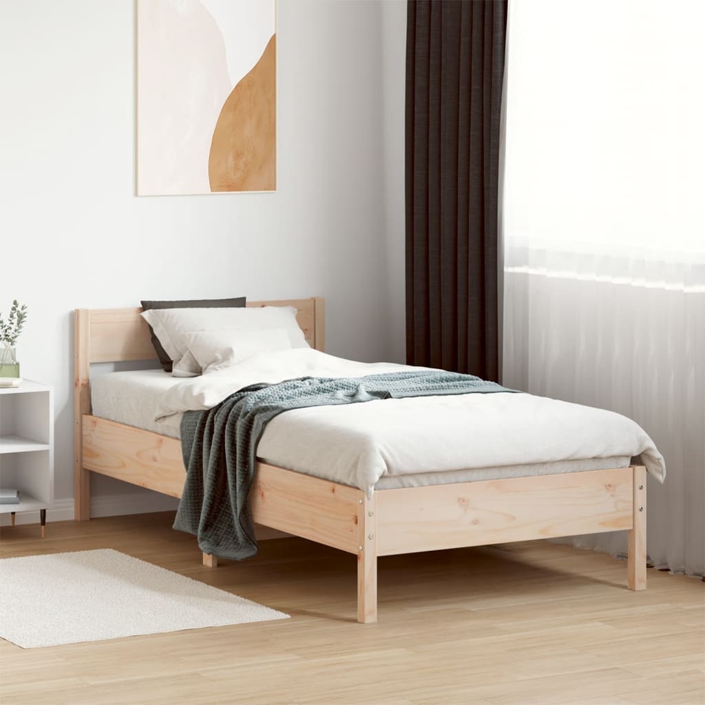 Vetonek Estructura de cama sin colchón madera maciza de pino 90x190 cm