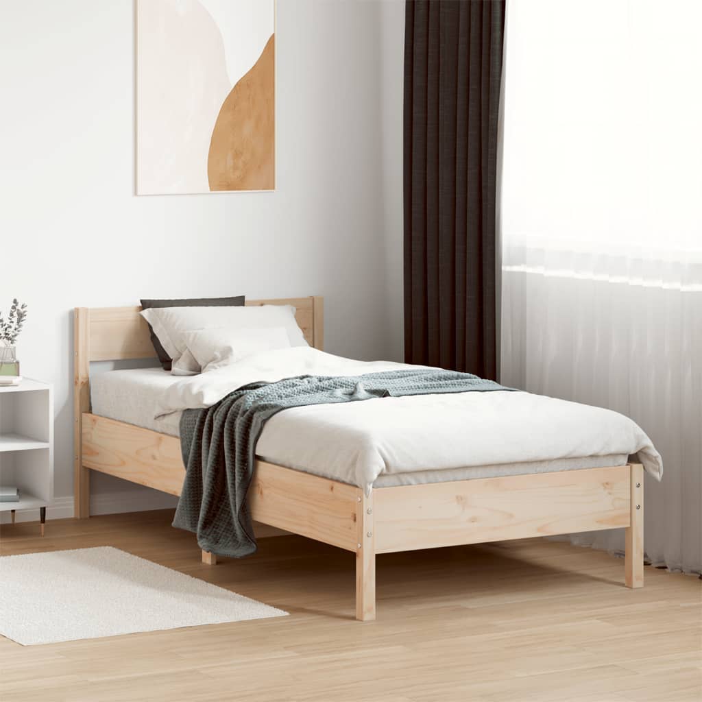 Vetonek Estructura de cama sin colchón madera maciza pino 75x190 cm