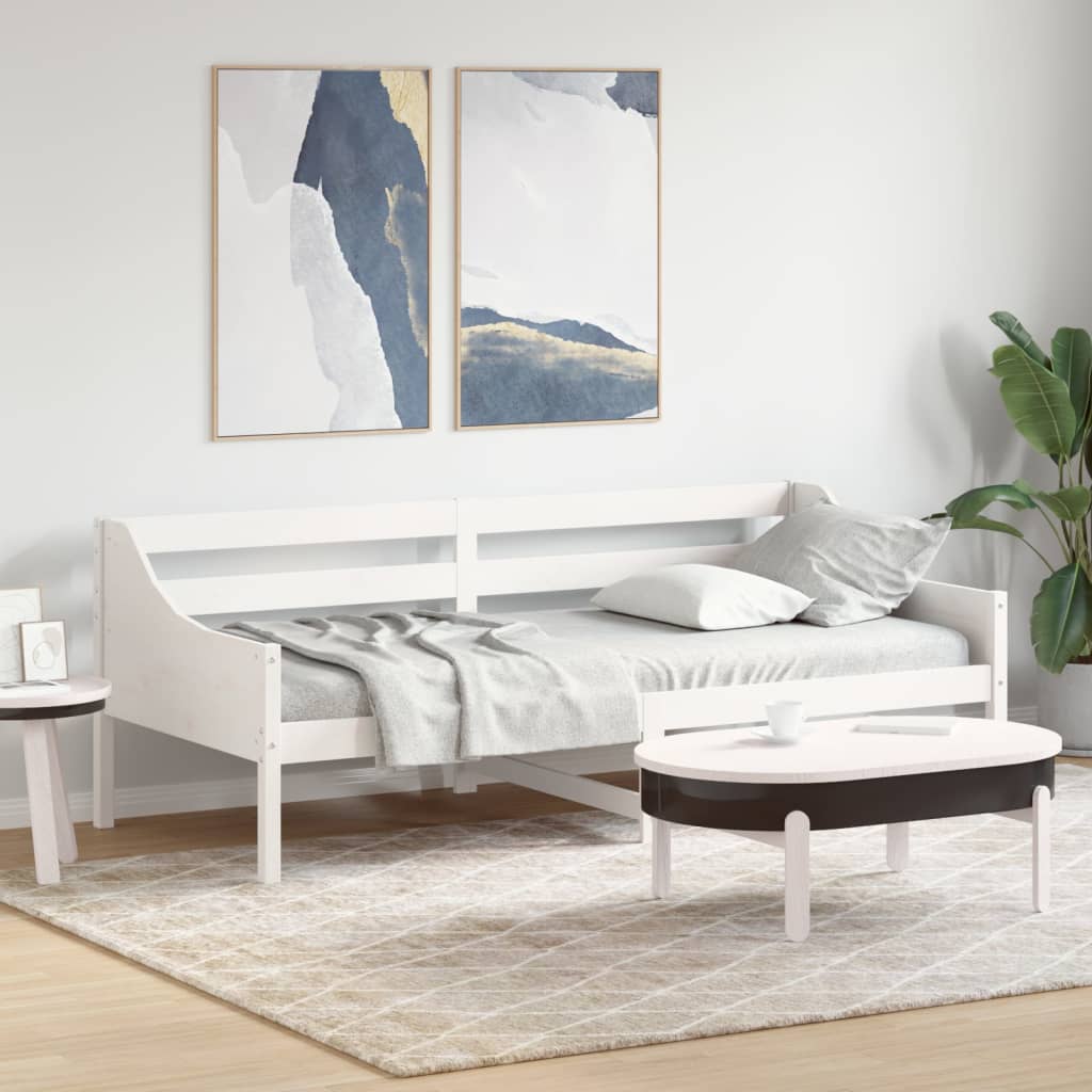 Vetonek Sofá cama sin colchón madera maciza de pino blanco 90x200 cm