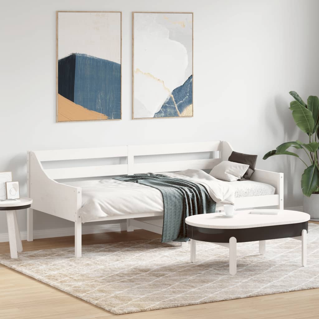 Vetonek Sofá cama sin colchón madera maciza de pino blanco 90x190 cm