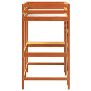 Cama alta com secretária em madeira maciça de pinho castanho 90x190 cm v9857 - Vetonek