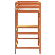 Cama alta com secretária em madeira maciça de pinho castanho 75x190 cm v9888 - Vetonek