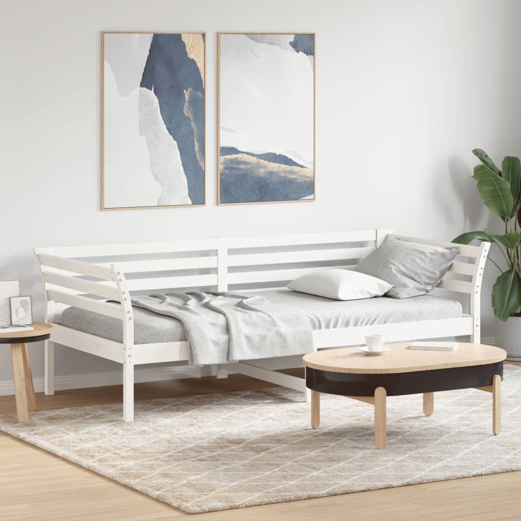 Vetonek Sofá cama sin colchón madera maciza de pino blanco 90x200 cm