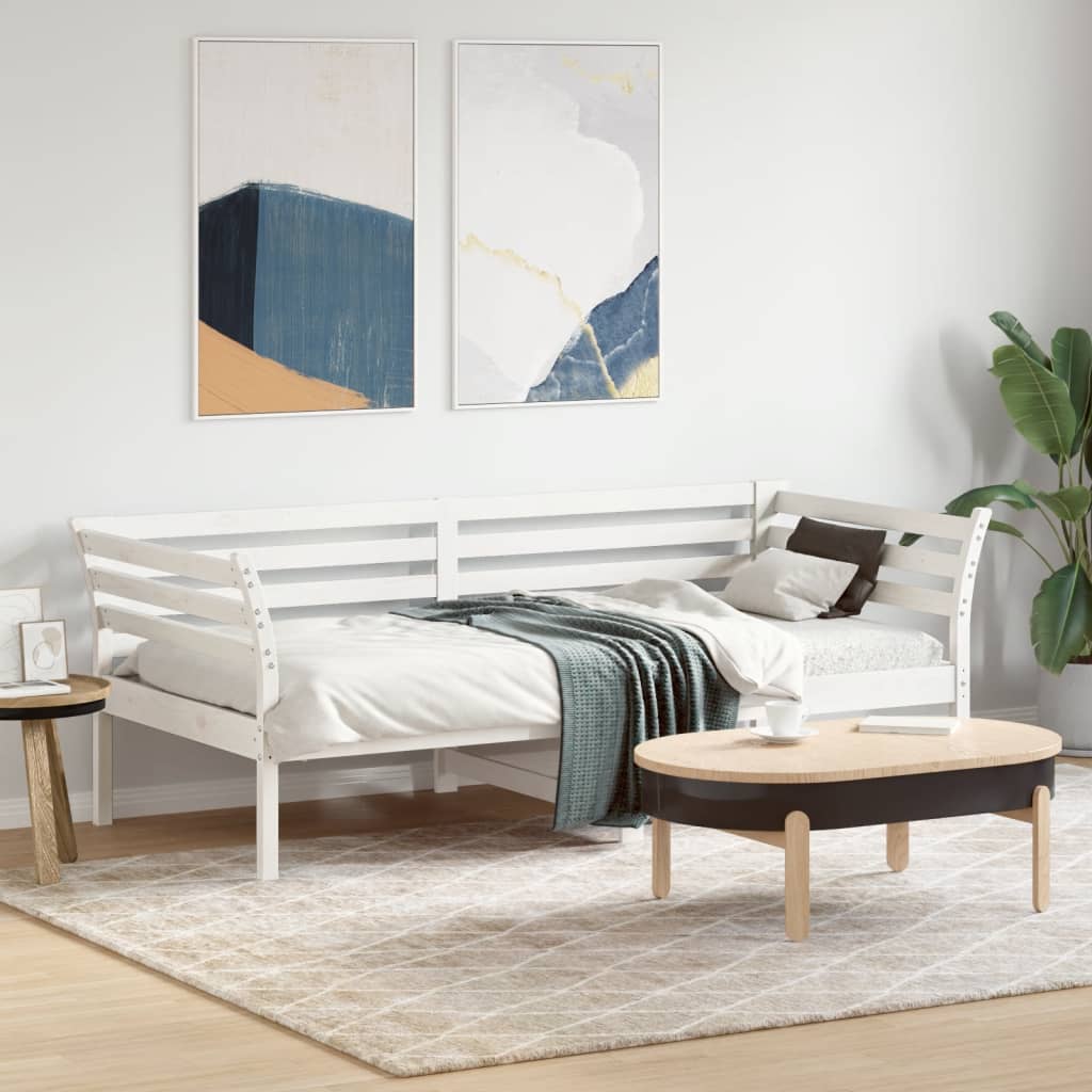 Vetonek Sofá cama sin colchón madera maciza de pino blanco 90x190 cm