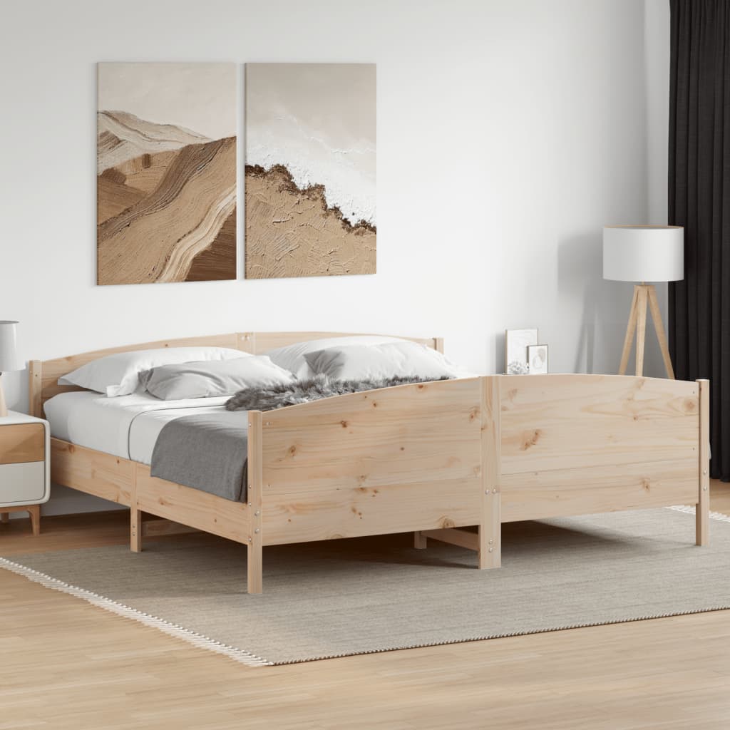 Vetonek Estructura de cama sin colchón madera maciza de pino 180x200 cm