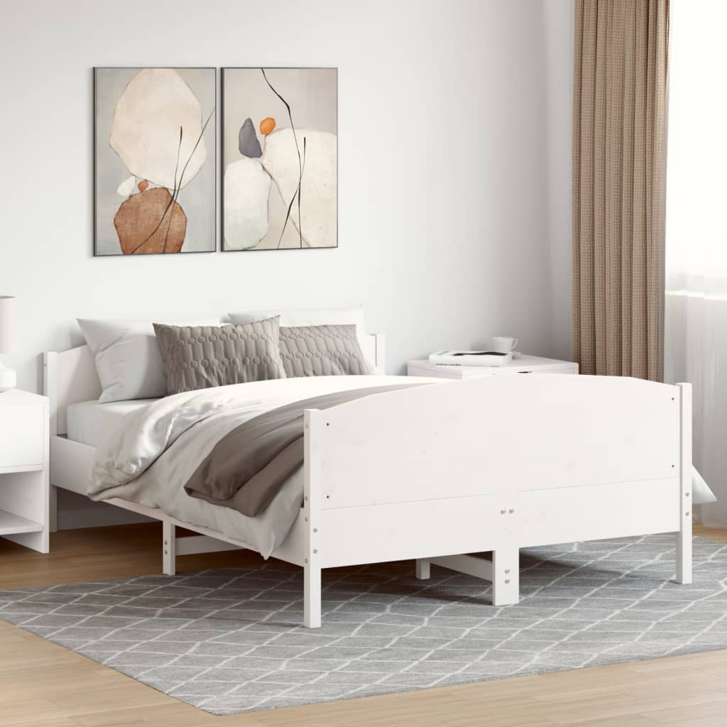 Vetonek Estructura de cama sin colchón madera de pino blanca 150x200 cm