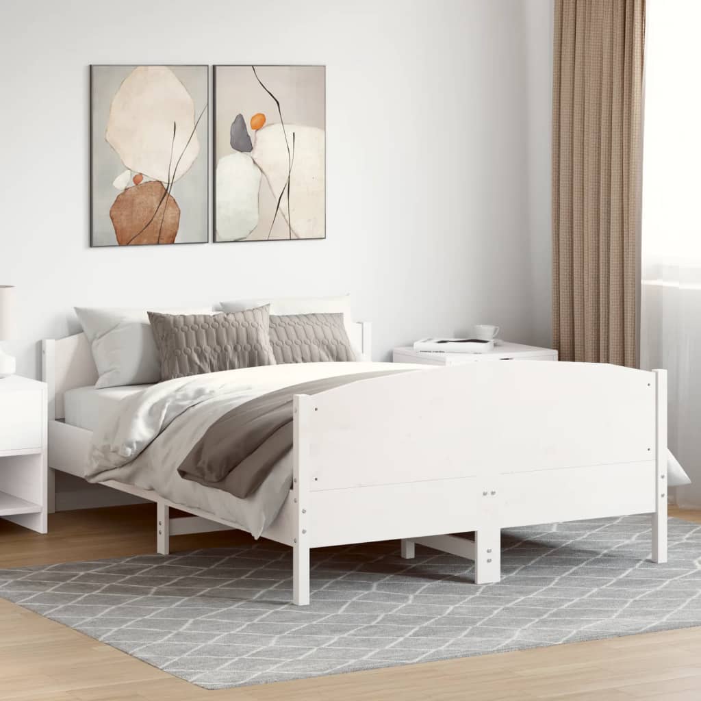 Vetonek Estructura de cama sin colchón madera de pino blanca 140x190 cm