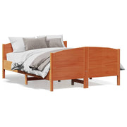 Vetonek Estructura de cama sin colchón madera maciza marrón 135x190 cm