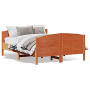Vetonek Estructura de cama sin colchón madera maciza marrón 120x190 cm