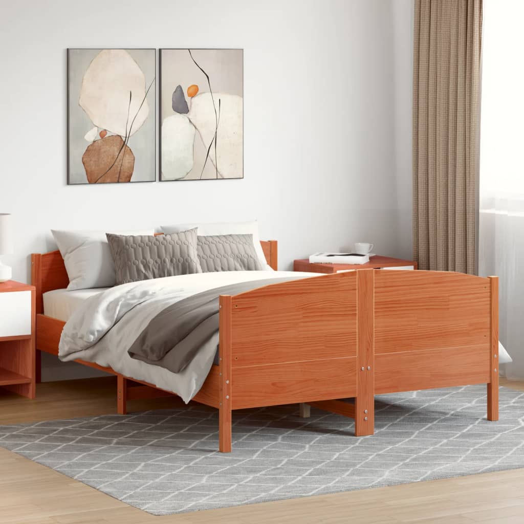 Estructura de cama sin colchón madera maciza marrón 120x190 cm v0303 Vetonek