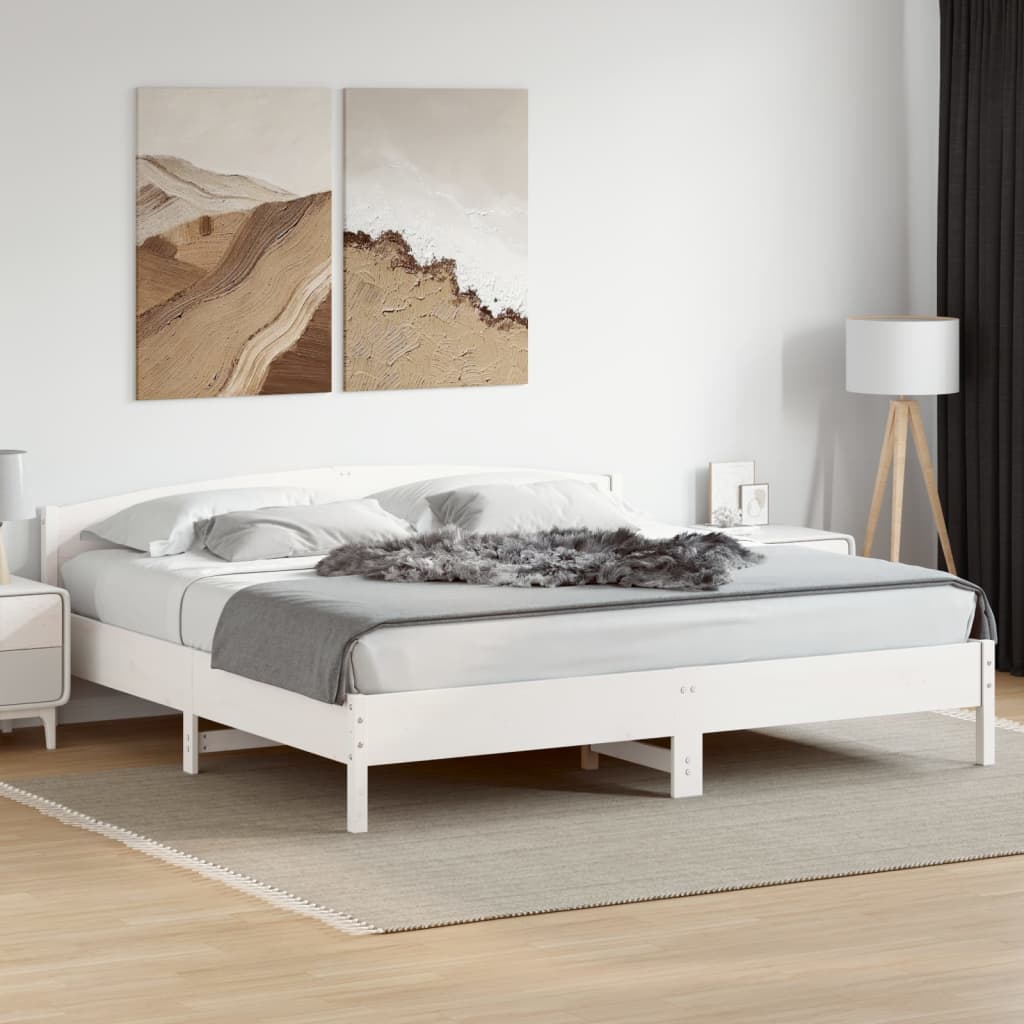 Vetonek Estructura de cama sin colchón madera maciza blanca 200x200 cm