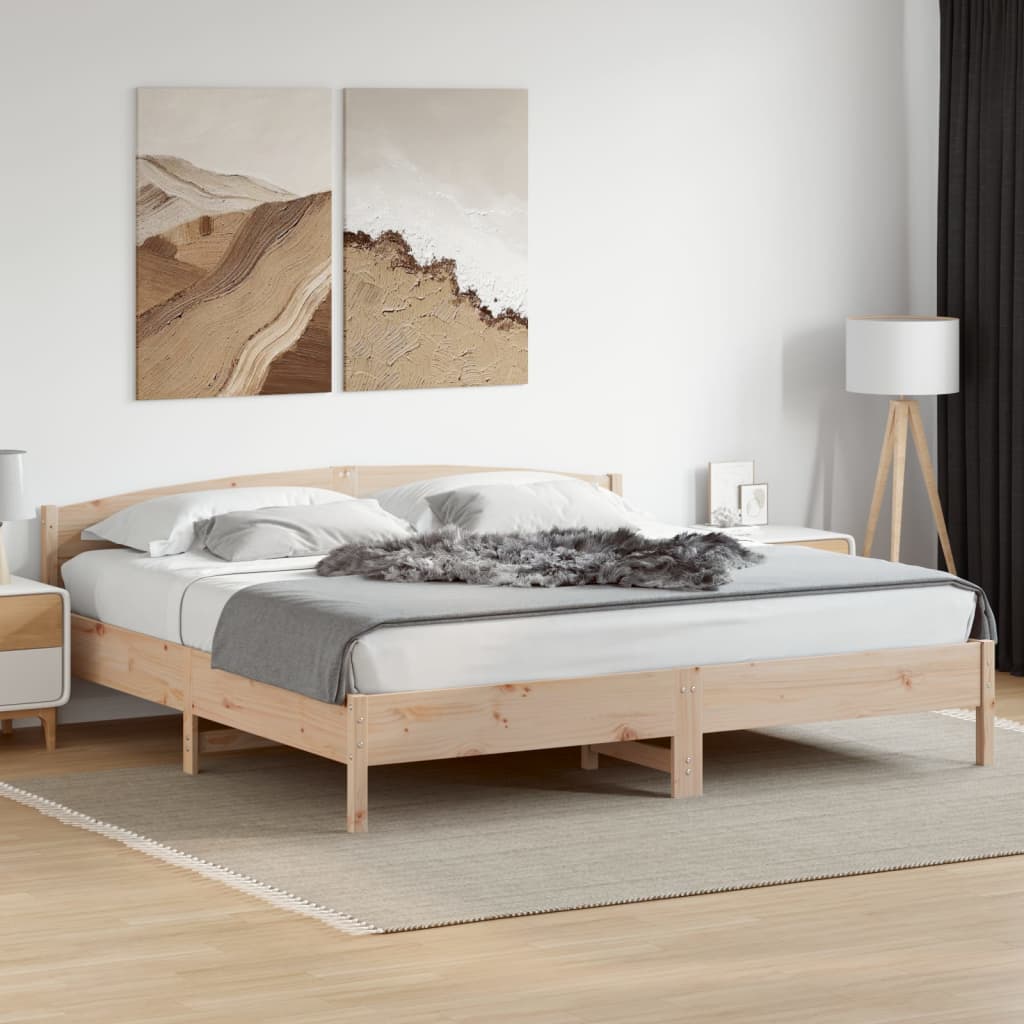 Vetonek Estructura de cama sin colchón madera maciza de pino 180x200 cm