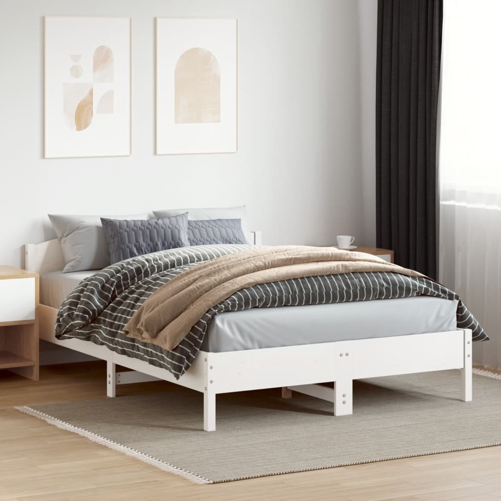 Vetonek Estructura de cama sin colchón madera de pino blanca 150x200 cm