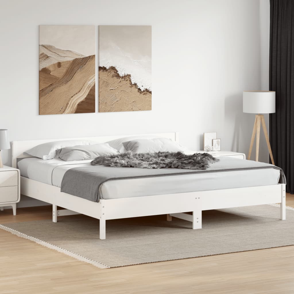 Vetonek Estructura de cama sin colchón madera maciza blanca 200x200 cm