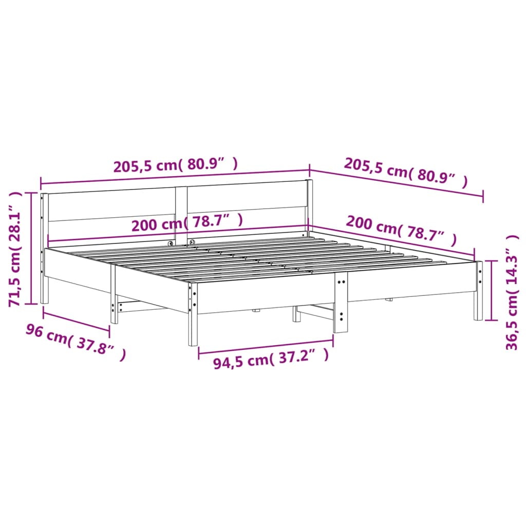 Estructura de cama sin colchón madera maciza blanca 200x200 cm