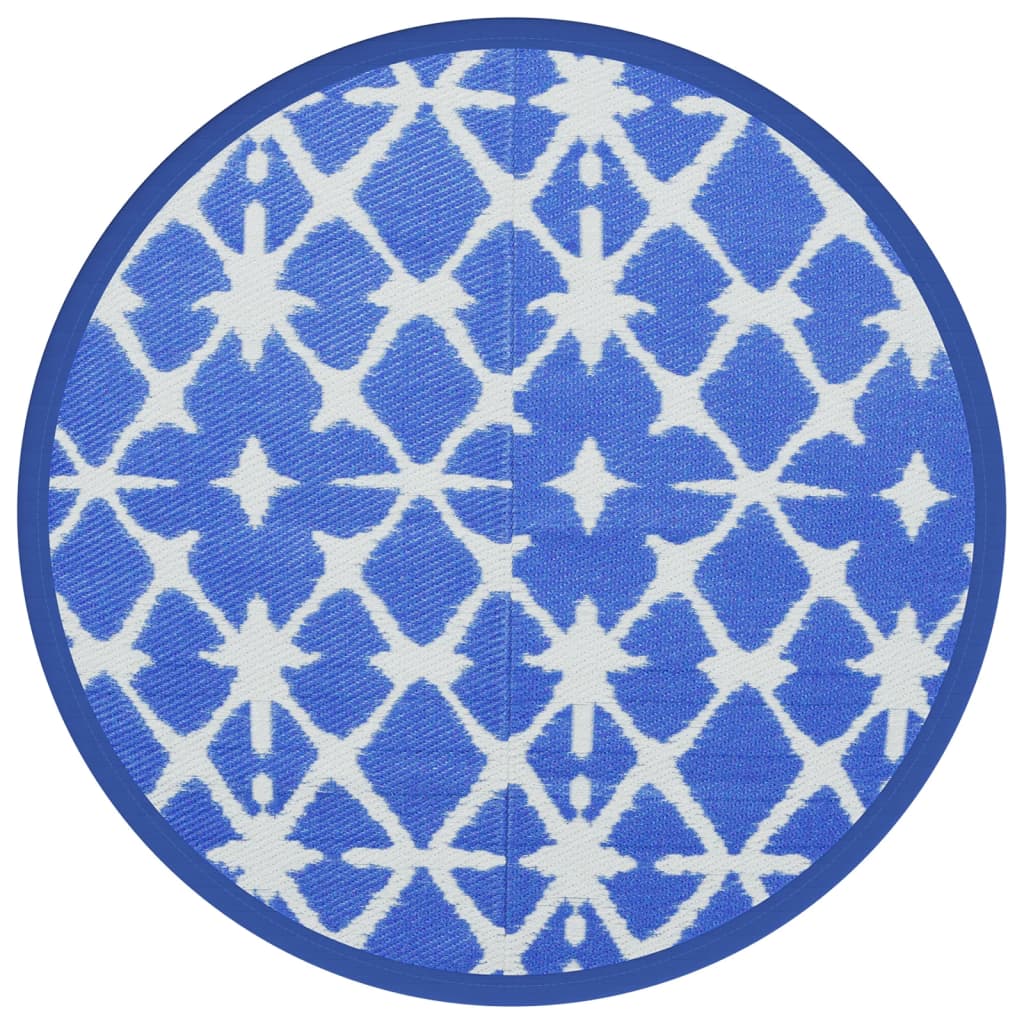 Alfombra exterior arakil azul y blanco ø120 cm pp v4195 Vetonek